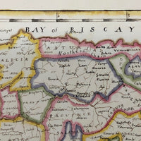 Spain and Portugal: Gorgeous c. 1840 Ink and Watercolor Hand-drawn Map