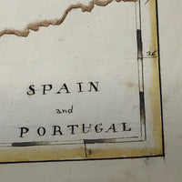 Spain and Portugal: Gorgeous c. 1840 Ink and Watercolor Hand-drawn Map