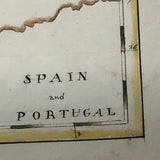 Spain and Portugal: Gorgeous c. 1840 Ink and Watercolor Hand-drawn Map