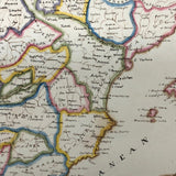 Spain and Portugal: Gorgeous c. 1840 Ink and Watercolor Hand-drawn Map