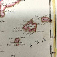 Spain and Portugal: Gorgeous c. 1840 Ink and Watercolor Hand-drawn Map