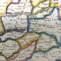 Spain and Portugal: Gorgeous c. 1840 Ink and Watercolor Hand-drawn Map