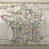 France: Gorgeous c. 1840 Ink and Watercolor Hand-drawn Map