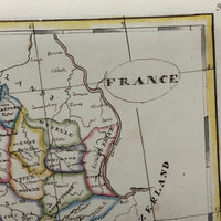 France: Gorgeous c. 1840 Ink and Watercolor Hand-drawn Map
