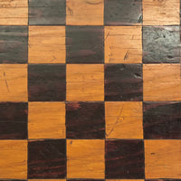 Old Handmade Wooden Chess Board with Carved "Black" and "White" Sides