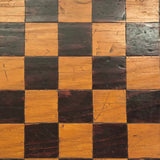 Old Handmade Wooden Chess Board with Carved "Black" and "White" Sides