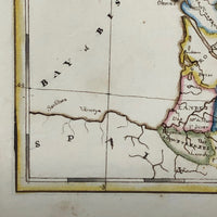 France: Gorgeous c. 1840 Ink and Watercolor Hand-drawn Map