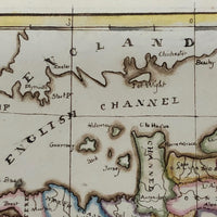 France: Gorgeous c. 1840 Ink and Watercolor Hand-drawn Map