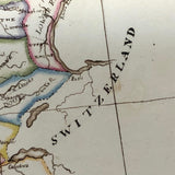 France: Gorgeous c. 1840 Ink and Watercolor Hand-drawn Map