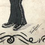 Hand-Drawn Pen and Ink Postcard of Cigar Smoking Man, Signed Ted Cross