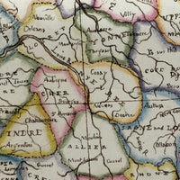 France: Gorgeous c. 1840 Ink and Watercolor Hand-drawn Map