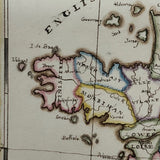 France: Gorgeous c. 1840 Ink and Watercolor Hand-drawn Map