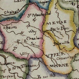 France: Gorgeous c. 1840 Ink and Watercolor Hand-drawn Map