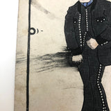 Hand-Drawn Pen and Ink Postcard of Cigar Smoking Man, Signed Ted Cross