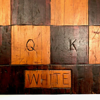 Old Handmade Wooden Chess Board with Carved "Black" and "White" Sides