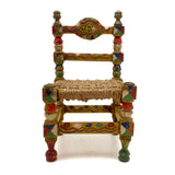 Cheerful Hand-painted Miniature Folk Art Chair with Woven Seat