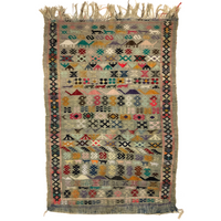 Densely Patterned Hand-Woven Vintage Kilim Rug or Wall Hanging