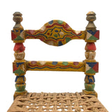 Cheerful Hand-painted Miniature Folk Art Chair with Woven Seat