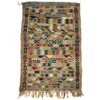 Densely Patterned Hand-Woven Vintage Kilim Rug or Wall Hanging