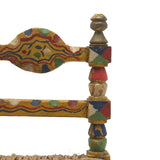 Cheerful Hand-painted Miniature Folk Art Chair with Woven Seat