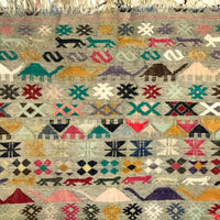 Densely Patterned Hand-Woven Vintage Kilim Rug or Wall Hanging