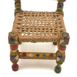 Cheerful Hand-painted Miniature Folk Art Chair with Woven Seat