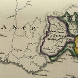 Italy: Gorgeous c. 1840 Ink and Watercolor Hand-drawn Map