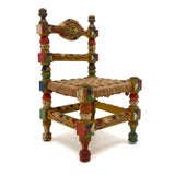 Cheerful Hand-painted Miniature Folk Art Chair with Woven Seat