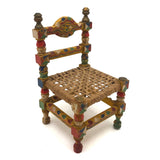 Cheerful Hand-painted Miniature Folk Art Chair with Woven Seat