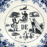 SOLD (for YB) Vieillard Bordeaux c. 1850s French Faience Blue & White Rebus Plates - Set of 6