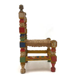 Cheerful Hand-painted Miniature Folk Art Chair with Woven Seat