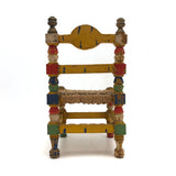 Cheerful Hand-painted Miniature Folk Art Chair with Woven Seat