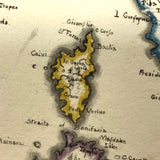 Italy: Gorgeous c. 1840 Ink and Watercolor Hand-drawn Map