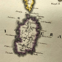 Italy: Gorgeous c. 1840 Ink and Watercolor Hand-drawn Map