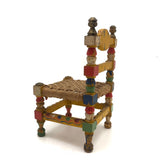 Cheerful Hand-painted Miniature Folk Art Chair with Woven Seat