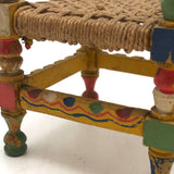 Cheerful Hand-painted Miniature Folk Art Chair with Woven Seat