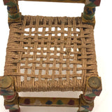 Cheerful Hand-painted Miniature Folk Art Chair with Woven Seat