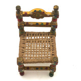 Cheerful Hand-painted Miniature Folk Art Chair with Woven Seat