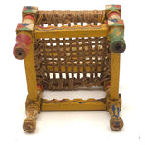 Cheerful Hand-painted Miniature Folk Art Chair with Woven Seat