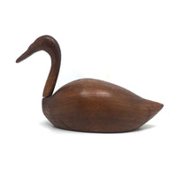 Lovely Small Carved Swan with Rotating Neck Signed