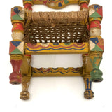 Cheerful Hand-painted Miniature Folk Art Chair with Woven Seat
