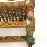 Cheerful Hand-painted Miniature Folk Art Chair with Woven Seat