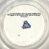 SOLD (for YB) Vieillard Bordeaux c. 1850s French Faience Blue & White Rebus Plates - Set of 6