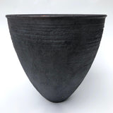Matte Black Textured Ikebana-style Studio Pottery Vase or Bowl