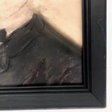 Mixed Media Antique Folk Art Sandpaper Painting of Gentleman