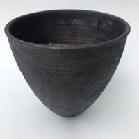 Matte Black Textured Ikebana-style Studio Pottery Vase or Bowl