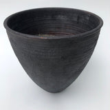 Matte Black Textured Ikebana-style Studio Pottery Vase or Bowl