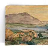 Lovely 1910 Watercolor Postcard with Tiny Lone Figure in Landscape