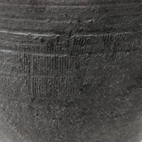 Matte Black Textured Ikebana-style Studio Pottery Vase or Bowl