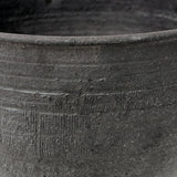 Matte Black Textured Ikebana-style Studio Pottery Vase or Bowl